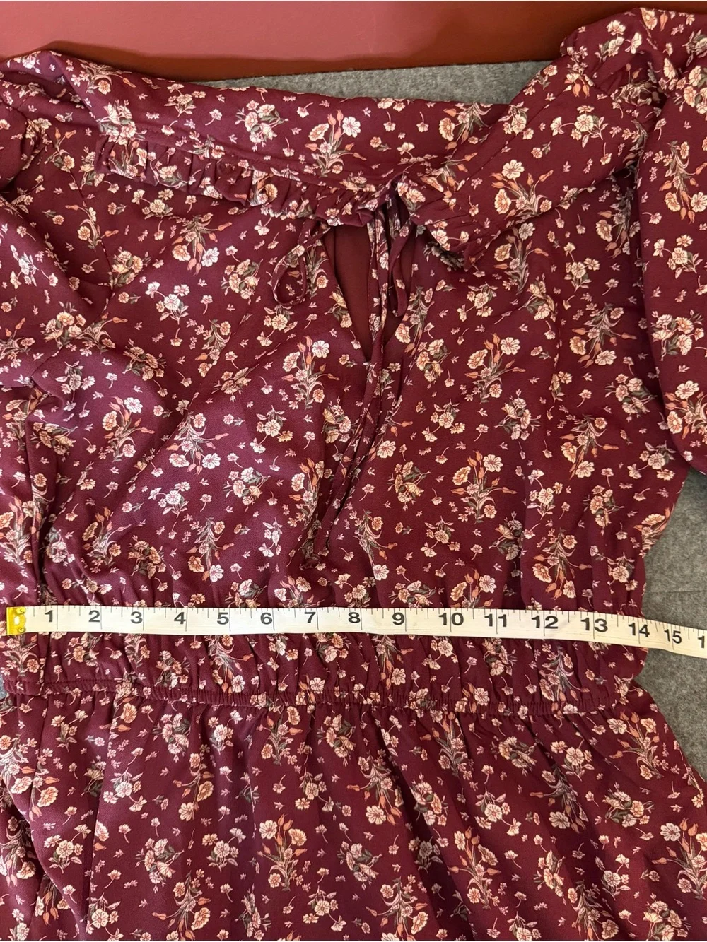 Francesca’s Burgundy Floral Ruffle Tiered Mini Dress Medium